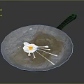 Metal Frying Pan With Freshly Fried Egg And Splatters For Kitchen Cooking