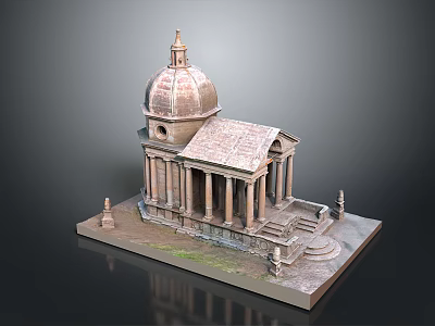Classical Building Model With Dome Columns Steps And Decorative Statues 3d model