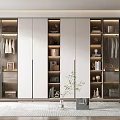 Modern Wardrobe With Glass Doors Internal Shelves Hanging Rods Drawers And LED Lighting