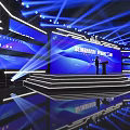 Modern High Tech Stage With Blue Lighting And Large Screens 3d model