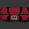Red Bag Case With Black Handles Shoulder Strap And White Label 3d model