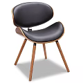 Modern Leisure Chairs With Black Leather Seats Wooden Legs And Armrests Design