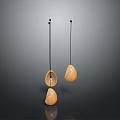 Modern Woven Hanging Lighting Combination with Three Teardrop Shades and Black Cords