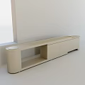 Beige Modern Dressing Table With Open Shelf And Cabinet Doors Design 3d model