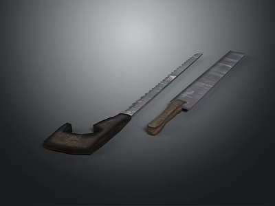 Two Hand Saws With Wooden Handles And Serrated Blades For Carpentry Work 3d model