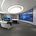 Modern Control Room With Large Digital Screen Multiple Monitors Control Desks And Ergonomic Chairs 3d model