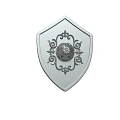 Ornate Silver Shield As Defensive Weapon With Intricate Patterns And Central Floral Emblem