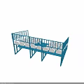 Multi Tiered Seating Equipment With Blue Frame And White Seats