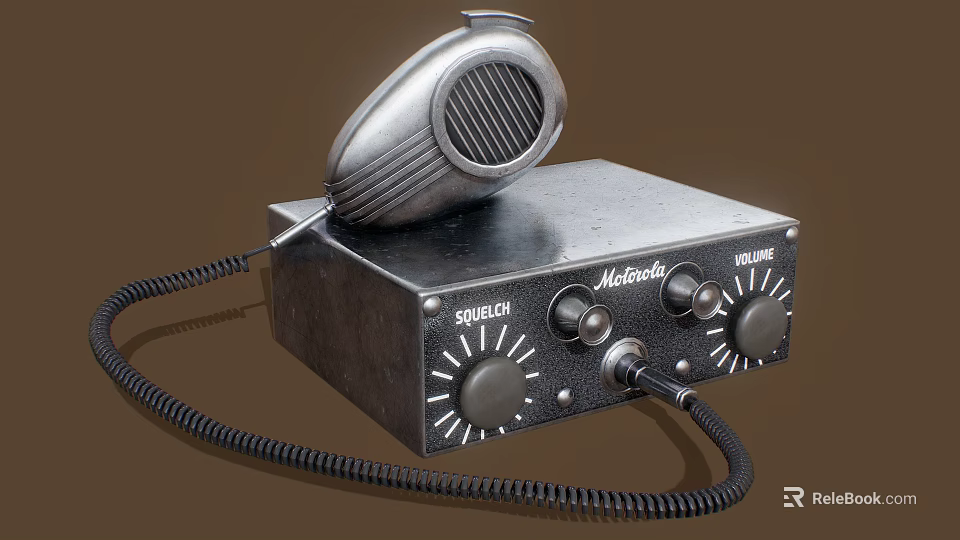 Vintage Retro Headphones Audio Device With Metal Case Squelch Volume Control Knobs 3d model 