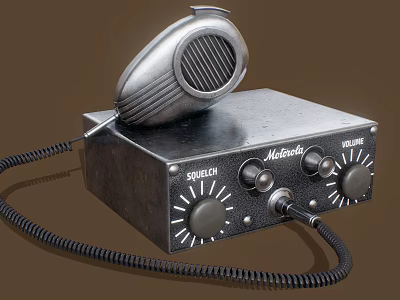 Vintage Retro Headphones Audio Device With Metal Case Squelch Volume Control Knobs 3d model