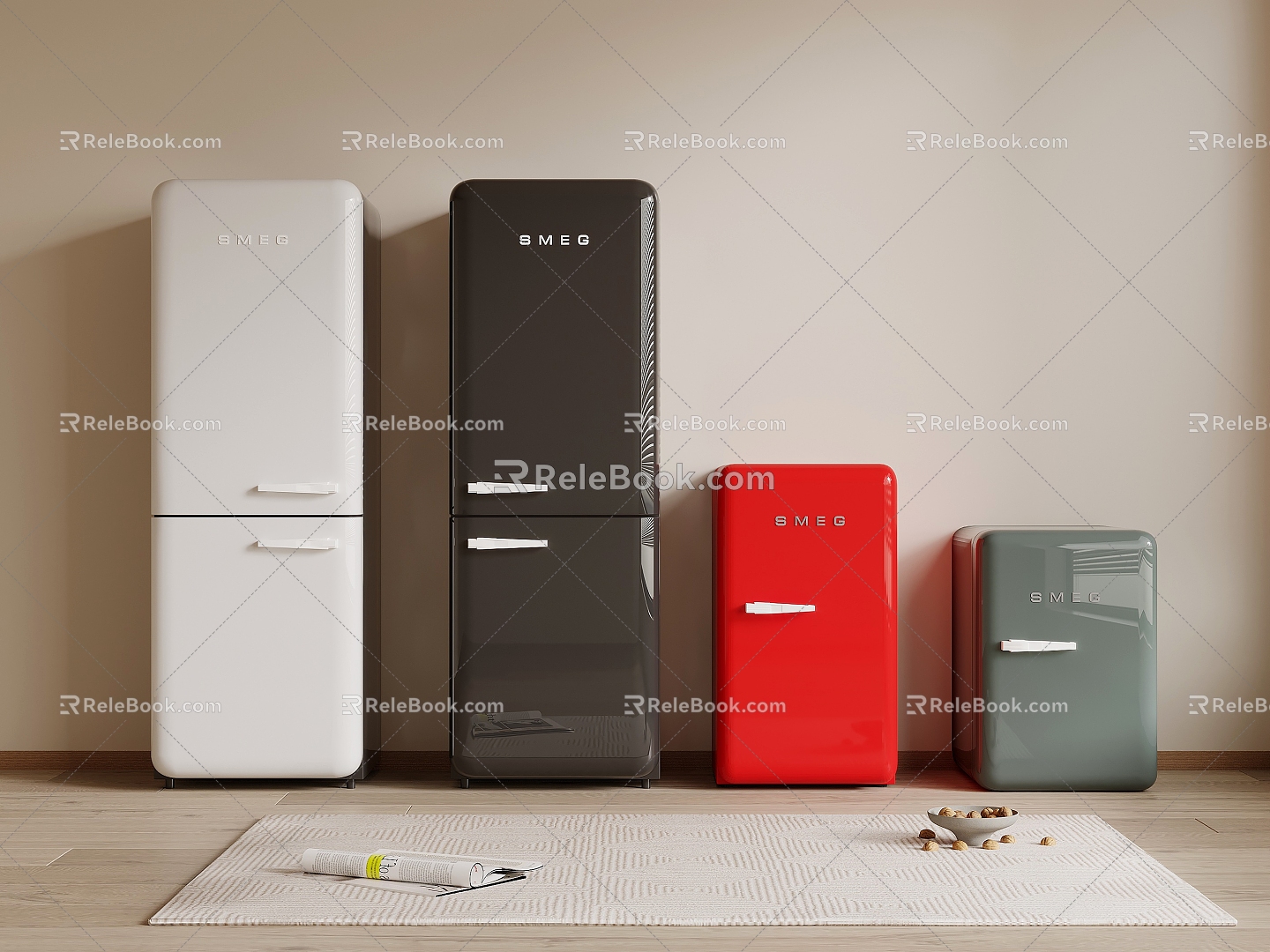 Mini refrigerator single door refrigerator mini refrigerator 3d model