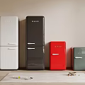 Four Stylish Modern Refrigerators in White Black Red Gray Colors for Home Kitchen