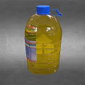 Large Yellow Condiment Bottle With Blue Cap And Label On Gray Background 3d model