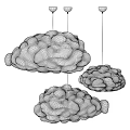 Cloud Shaped Cream Colored Fabric Pendant Lights With Warm Glowing Light For Modern Cozy Interior