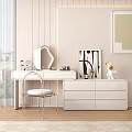 Bright Bedroom With White Vanity Chair Dresser Decorative Painting And Stuffed Toy