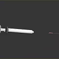 Medical Syringe With Measuring Scale And Pink Needle On Dark Background