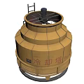 Circular Industrial Cooling Tower With Multiple Layers Top Fan And Ladder 3d model