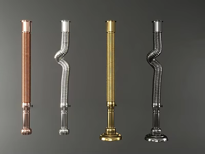 Different Colored Metal Pipes in Copper Silver Gold and Black Designs 3d model