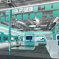 Modern Interactive Tech Exhibition Booth With Robot Display Screen Green Walls And LED Lighting 3d model