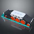 Modern 3D Train Model With Shiny Black White Body And Orange Wheels