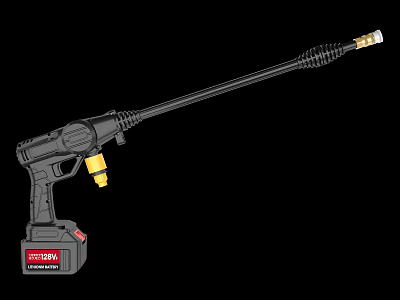Electric Battery Powered Pressure Washer Gun With Long Wand And Nozzle 3d model