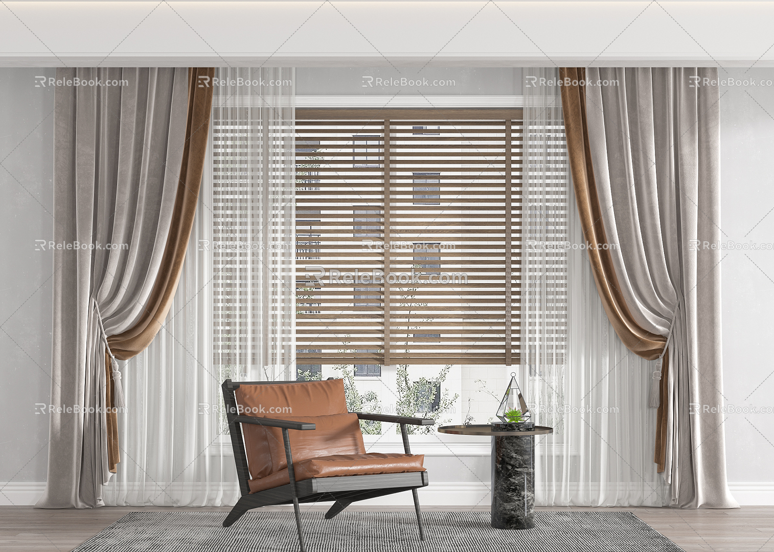 Modern Curtain Fabric Curtain 3d model