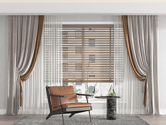 Modern Curtain Fabric Curtain 3d model