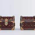 Ornate Vintage Treasure Chests With Gemstone Accents And Metal Fittings