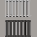 Modern White and Black Vertical Radiators Mounted on Beige Wall Interior 3d model