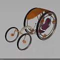 Unique Three Wheeled Bicycle Design With Orange Canopy Purple Seat And Large Small Wheels