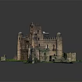 Cartoon Castle Scene With Towers Domes Stone Walls And Green Grass
