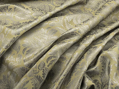 Elegant Cream And Gray Fabric With Intricate Floral Pattern And Smooth Wrinkled Texture 3d model