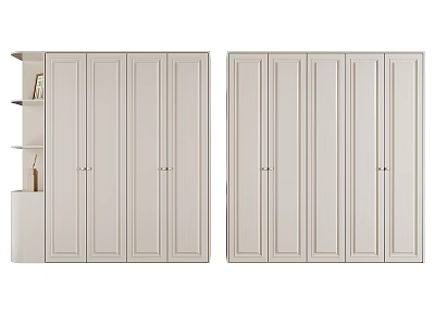 Modern Light Colored Multi Door Wardrobe Interior Design With Storage Cabinet And Shelves 3d model
