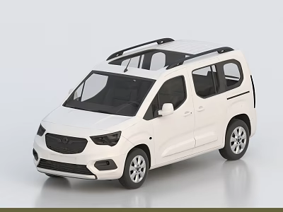 White Compact Family Car With Roof Rack And Black Windows Design 3d model