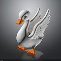 White Duck Stuffed Toy With Orange Beak And Feet Spread Wings Design