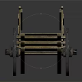 Vintage Wooden Cart Featuring Large Wheels And Solid Wooden Planks Structure
