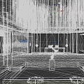 Luxurious Modern Hotel Lobby with Golden Chandelier Marble Reception Desk Elegant Columns and Artistic Sculpture