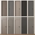 Modern Hinged Doors With Wooden Texture And Gray Black Brown Panel Designs 3d model