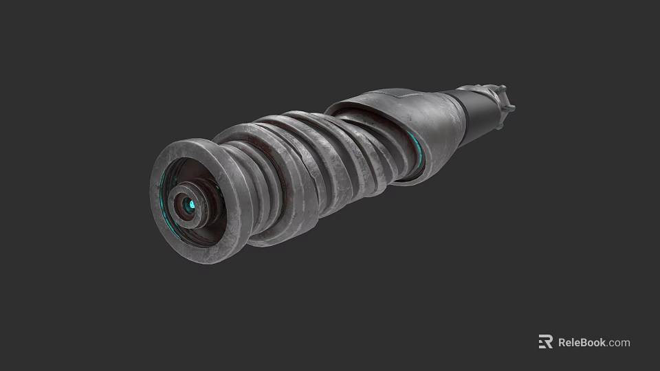 Futuristic Sci Fi Weapon With Metallic Spiral Design And Glowing Blue Components 3d model 