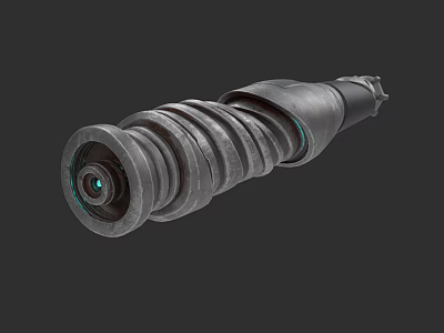 Futuristic Sci Fi Weapon With Metallic Spiral Design And Glowing Blue Components 3d model