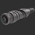 Futuristic Sci Fi Weapon With Metallic Spiral Design And Glowing Blue Components