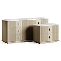 Modern Wooden Storage Cabinets With Light And Dark Wood Tones Drawers And Doors