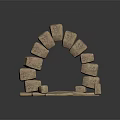 Rustic Textured Stone Arch Structure With Stacked Blocks And Base Platform 3d model
