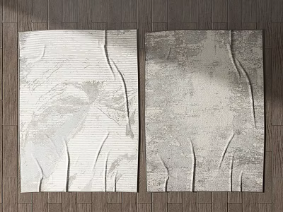 Modern Textured Square Rugs in Beige and Grey for Living Room Decor 3d model