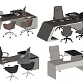 Modern Office Desks In Gray White With Ergonomic Chairs And Sleek Design