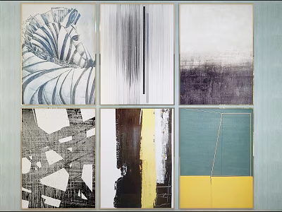 Abstract Paintings Showcasing Various Styles Lines Color Blocks Geometric Designs And Multiple Color Tones 3d model