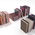Various Colorful Books and Magazines Stacked and Standing with Unique Cover Designs