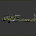 Camouflage Military Helicopter With Large Rotor Blades Detailed Body Design And Landing Gear