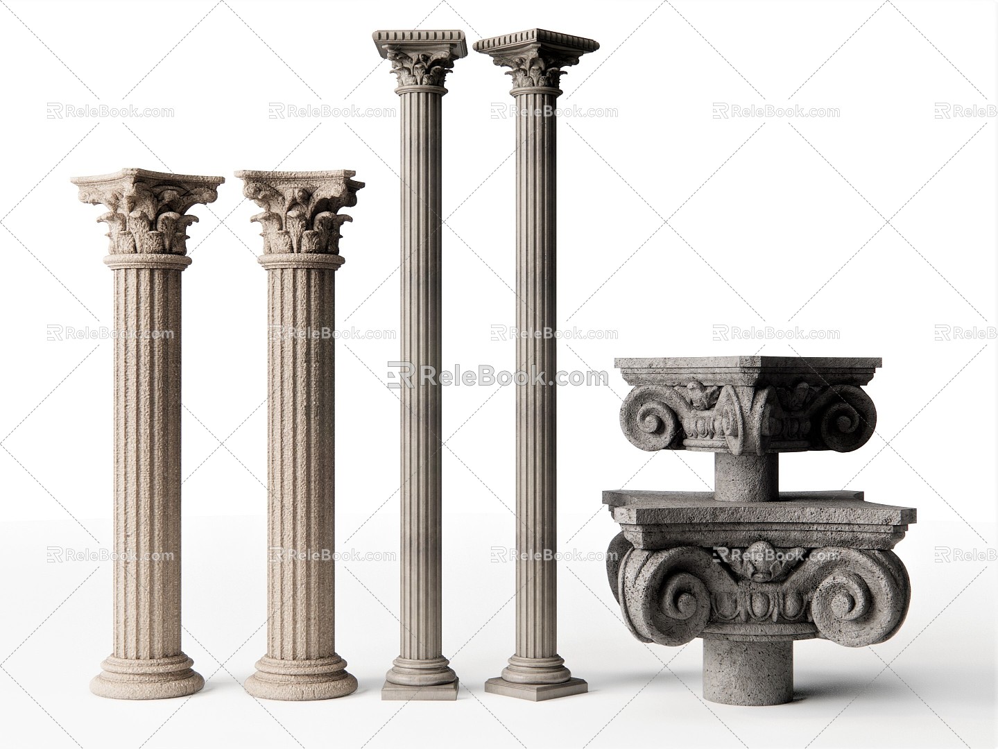 European Roman Column Column Column Head Carved 3d model