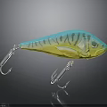 Colorful Fish Shaped Fishing Lure With Blue Yellow Gradient And Hooks